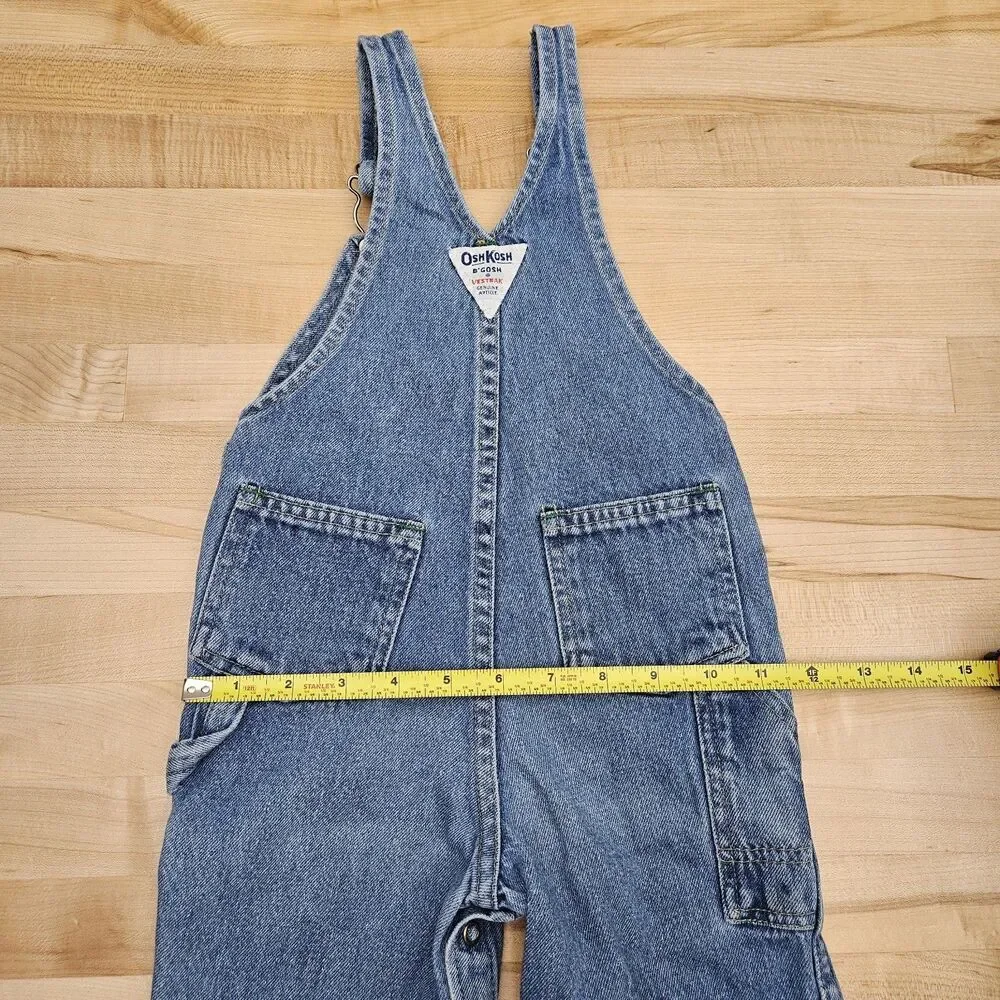 Vintage Oshkosh B'Gosh Vestbak Overalls Baby 24 Months Leg Snaps Blue Denim USA - Picture 6 of 9